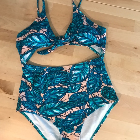 Blue Floral One Piece Bikini - Picture 4 of 5